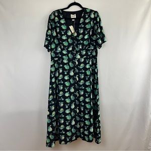 Joanie Clothing Manon EcoVero™ Fruit Print Button-Through Shirt Dress UK16 US12